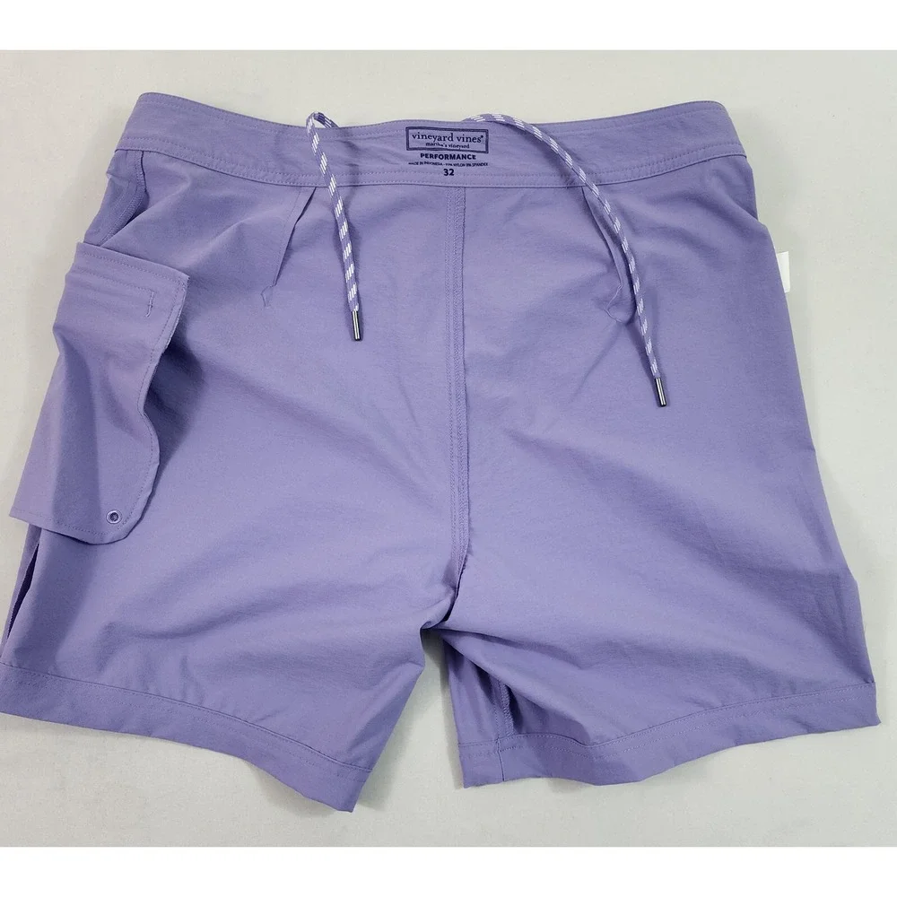 Vineyard Vines Performance VV98 swim trunks shorts W 32 purple pocket $98 mens